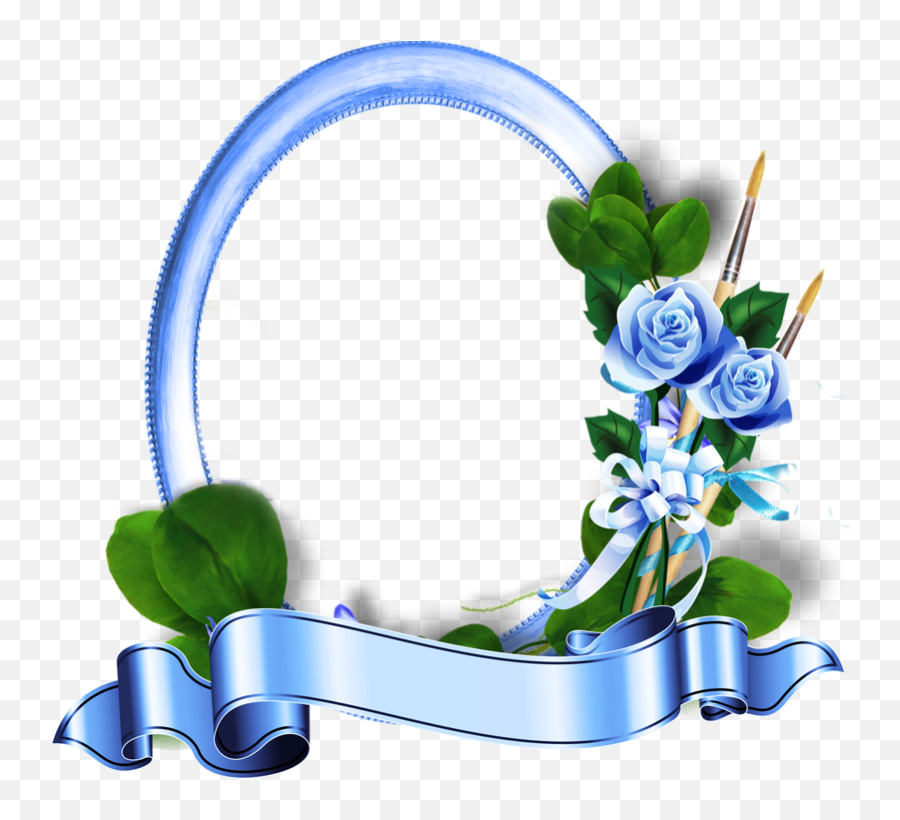 Blue Roses Frames - Oval Photo Frame Png Clipart Full Size Emoji,Oval Border Png