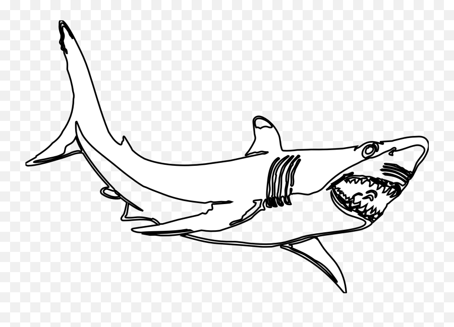 Free Shark Clipart Black And White - Black And White Shark Clipart Emoji,Shark Clipart