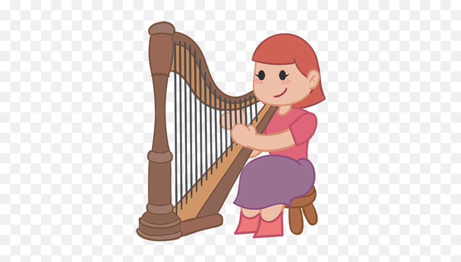 Playing Harp Girl Kids Sticker - Niños Tocando Arpa Emoji,Harp Clipart