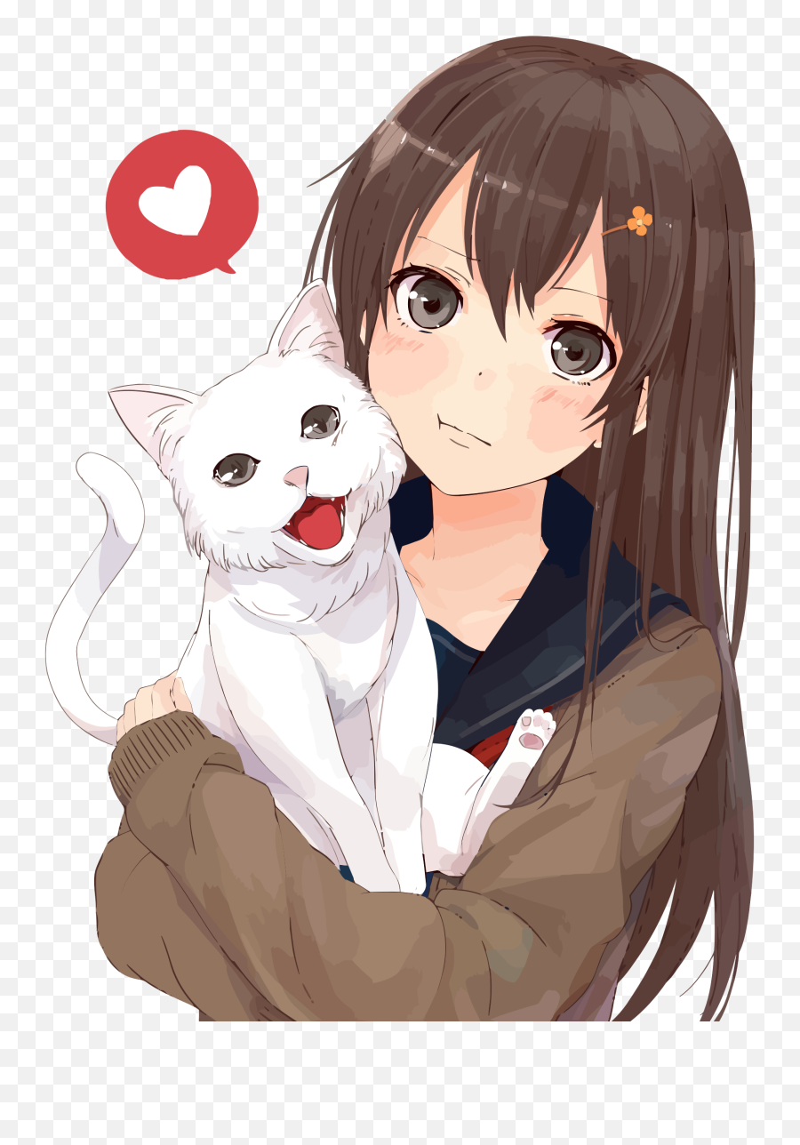 Anime Png Girl - Anime Girl Clipart Cat Anime Girl With Emoji,Anime Png
