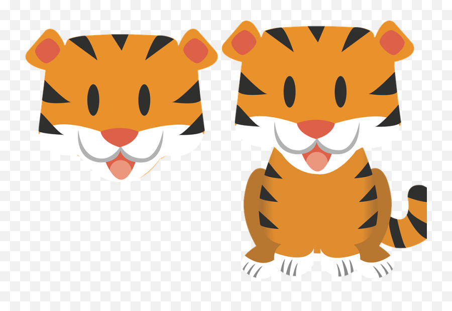 Baby Tiger Clipart - Tiger Flat Vector 960x618 Png Emoji,Cute Tiger Clipart