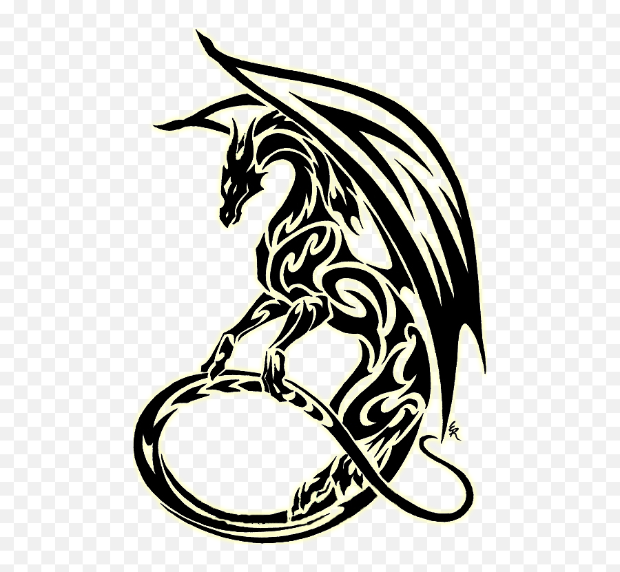 Download Clipart Black And White Dragon Clipart Best Symbol - Tribal Dragon Clipart Emoji,Dragon Clipart