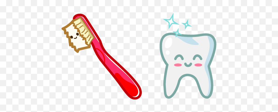 Cute Toothbrush And Tooth Cursor - Cute Tooth Brush Emoji,Toothbrush Clipart