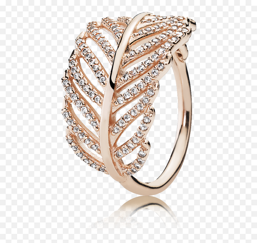 Pandora Light As A Feather Ring In Gold - Meghanu0027s Mirror Rose Gold Pandora Feather Ring Emoji,Gold Ring Png