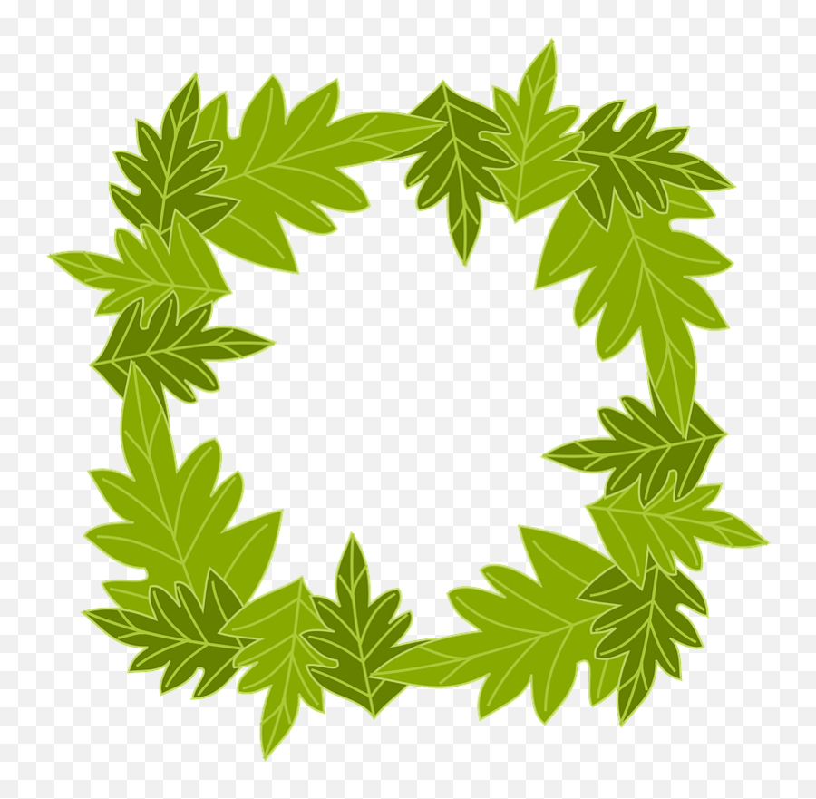 Square Border Of Green Leaves Clipart Free Download - Saw Blade Emoji,Square Border Png