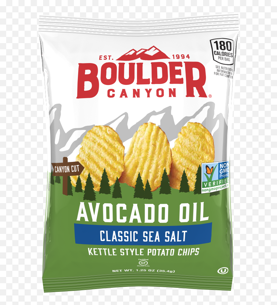 Boulder Canyon Avocado Oil Sea Salt Potato Chips - Snack Pack Boulder Avocado Oil Chips Emoji,Avocado Transparent Background