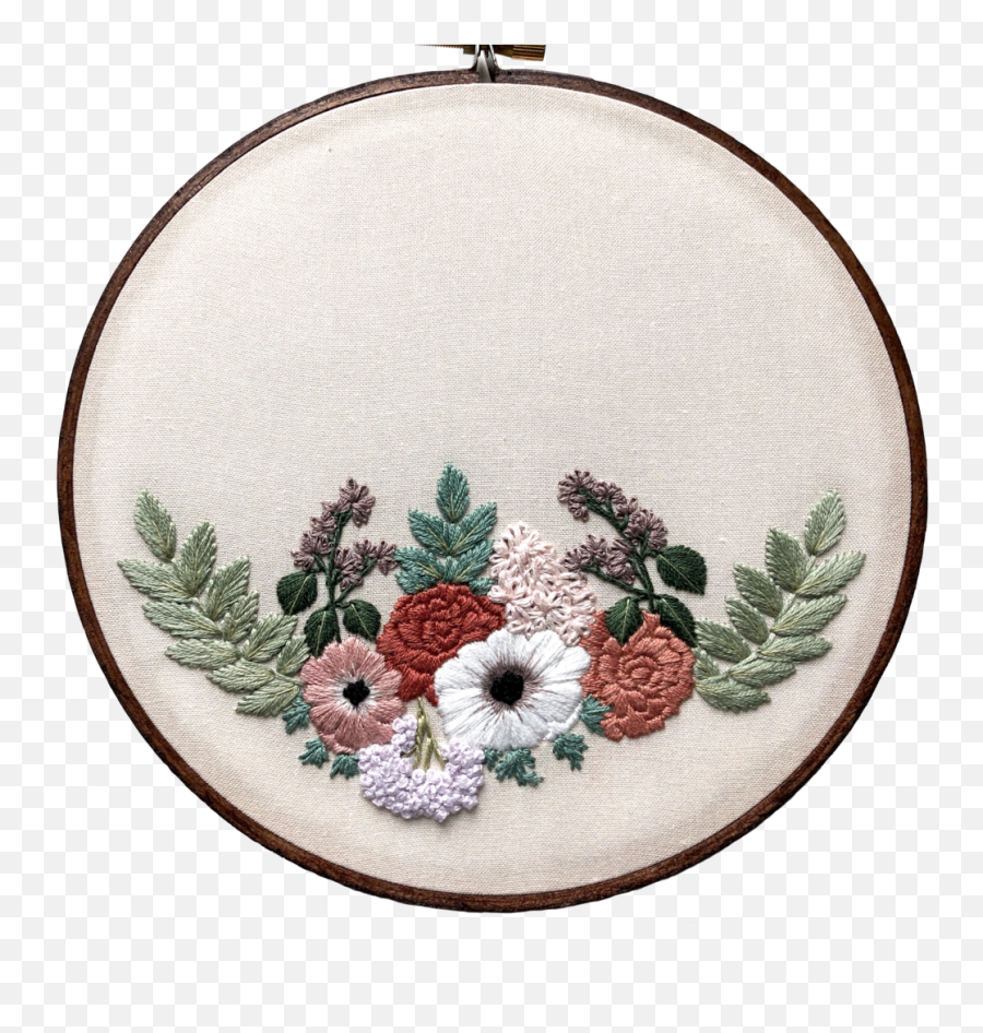 Hand Embroidery Kit - Floral Half Wreath Cream Emoji,Floral Circle Png