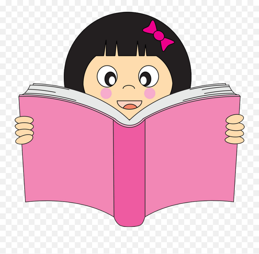 Girl Reading Clipart Transparent - Niña Feliz Leyendo Libro Emoji,Reading Clipart