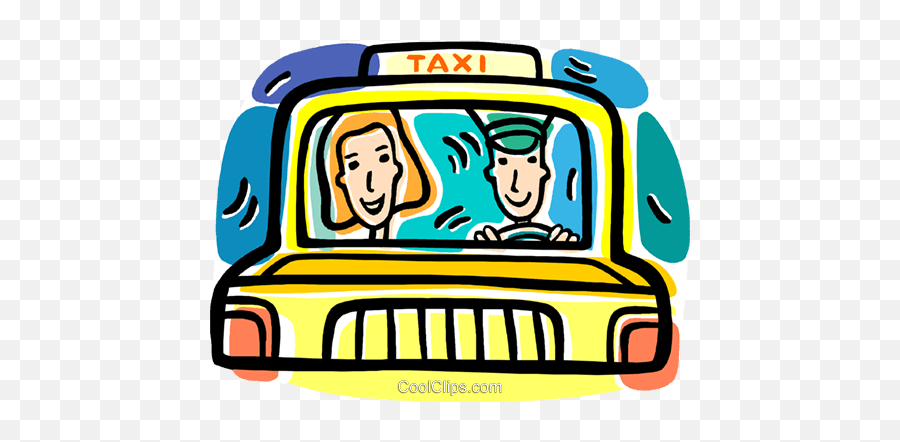 People In A Taxi Royalty Free Vector - Cartoon Taxi Driver With Passengers Emoji,Taxi Clipart
