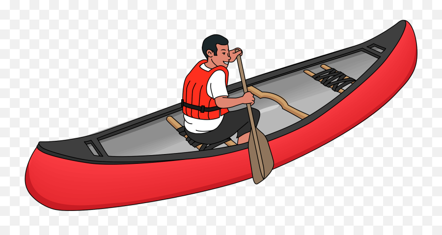 Man Is Paddling A Canoe Clipart - Boatman Emoji,Canoe Clipart