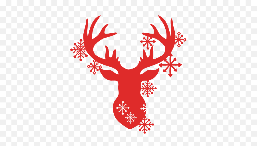 Deer Head Silhouette Woodland Black - Snowflake Reindeer Svg Emoji,Deer Head Clipart