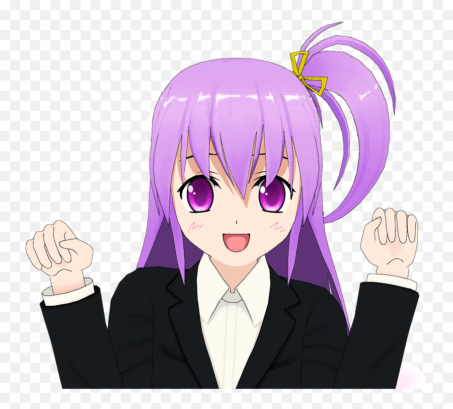 Anime School Girl With Purple Hair Clipart Free Download - Clip Art Anime Emoji,Anime Hair Transparent