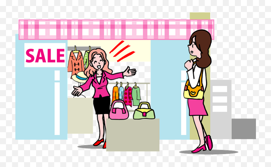 Woman Shopping At A Clothes Shop - Clothes Shopping Clipart Emoji,Shopping Clipart