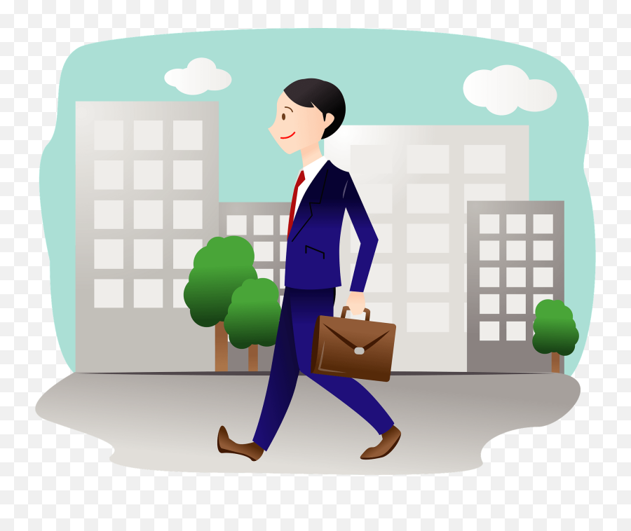 Businessman Is Walking In The City Clipart Free Download - Business Man And Woman Walking Png Emoji,City Clipart