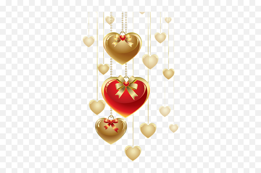 Valentine Gold Hanging Heart Transparent Png Pngimagespics Emoji,Heart On Transparent Background