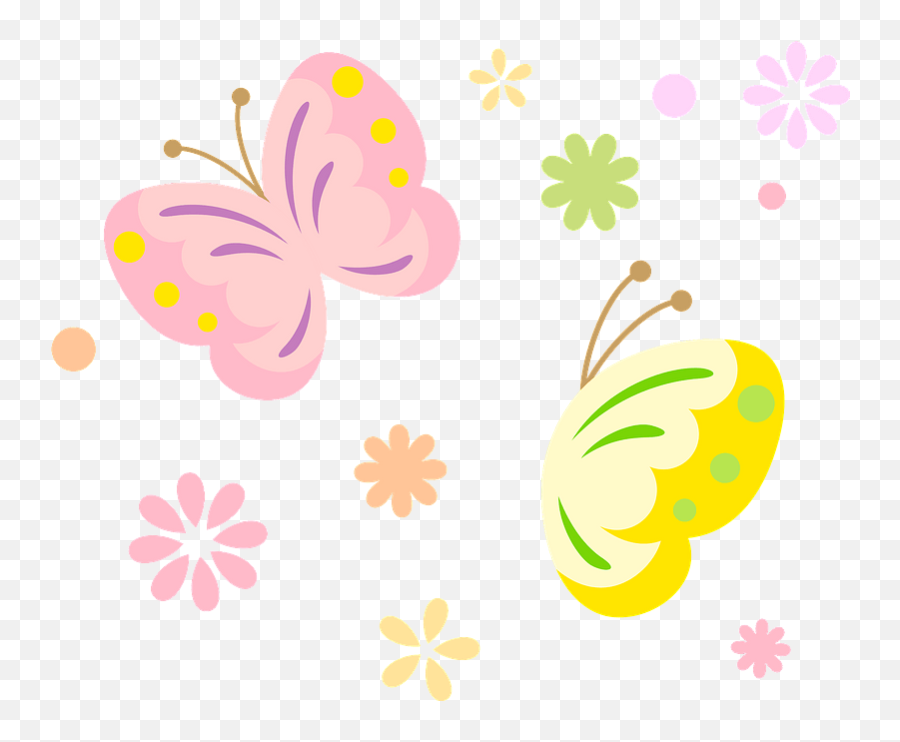 Butterflies And Flowers Clipart Free Download Transparent - Girly Emoji,Flowers Clipart