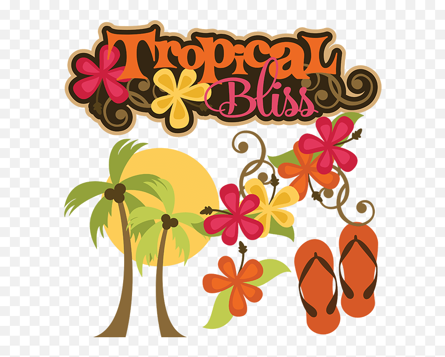 Beach - Cute Tropical Clipart Png Download Full Size Transparent Background Flip Flops Clip Art Emoji,Thanksgiving Border Clipart
