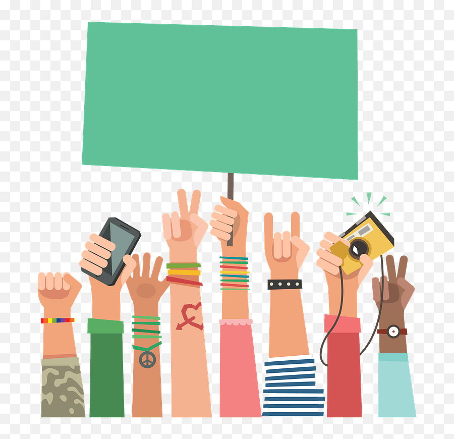 Many Hands Holding A Sign Clipart - Youth Leaders Emoji,Protest Clipart