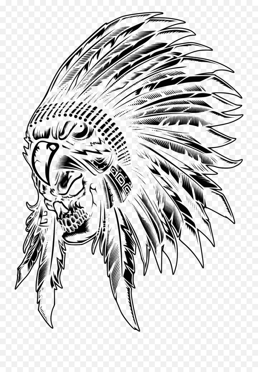 Aborigen Skull - Indian Drawing Art Cherokee Emoji,Skull Clipart Black And White