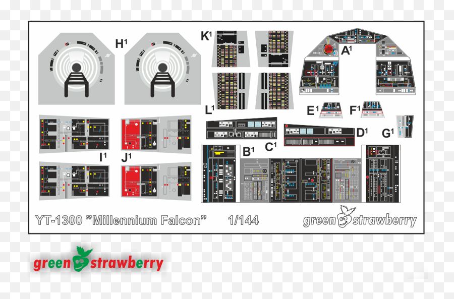 Millennium Falcon Cockpit Panels - Millennium Falcon 1 144 Decals Emoji,Millennium Falcon Clipart