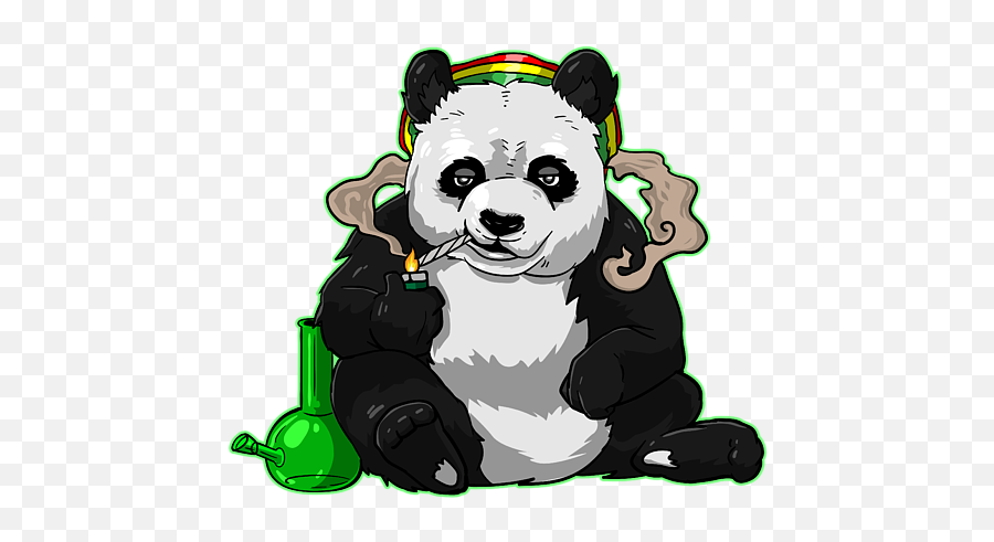 Funny Panda Bear Smoking Weed Cannabis - Stoned Panda Emoji,Weed Smoke Png