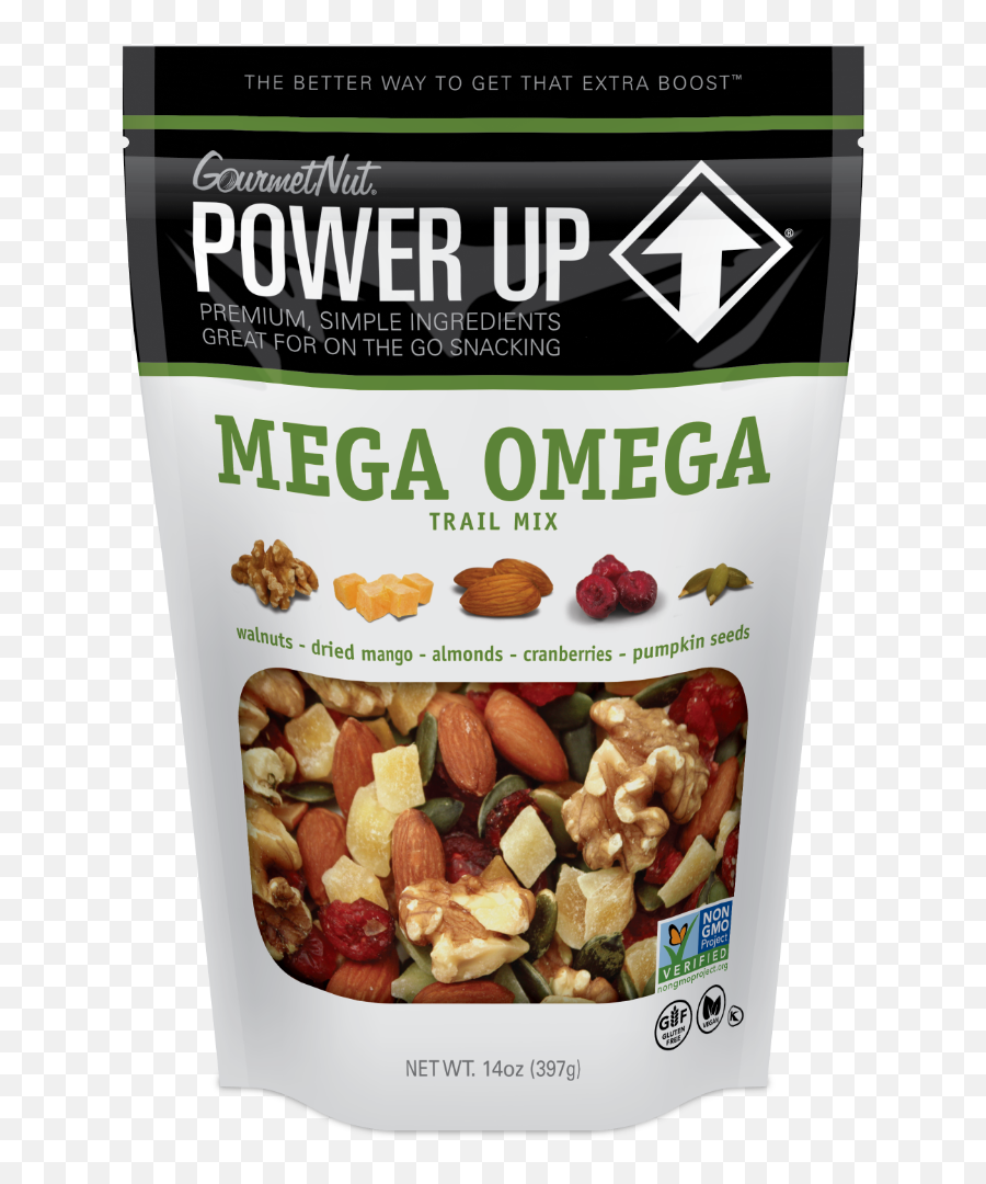 Power Up Mega Omega Trail Mix 14oz Gluten - Free Vegan Nongmo Emoji,Nuts Transparent