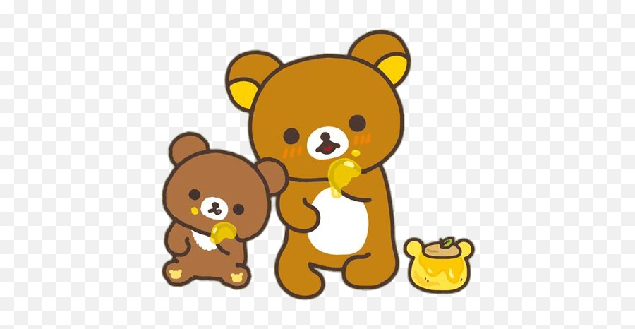 Chiroykogma And Rilakkuma Bear Eating Honey Pnglib U2013 Free - Cute Rilakkuma Emoji,Bear Transparent Background