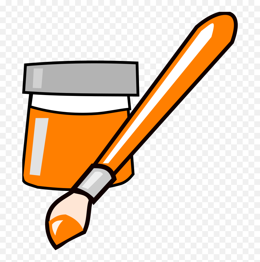 Paint Brush Clip Art Transparent Png - Orange Paint Clipart Emoji,Paintbrush Clipart