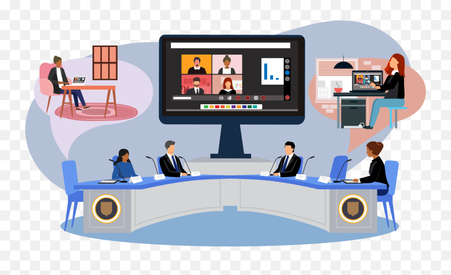 Hybrid Council Chambers Our Solutions - Virtual Council Emoji,Board Meeting Clipart