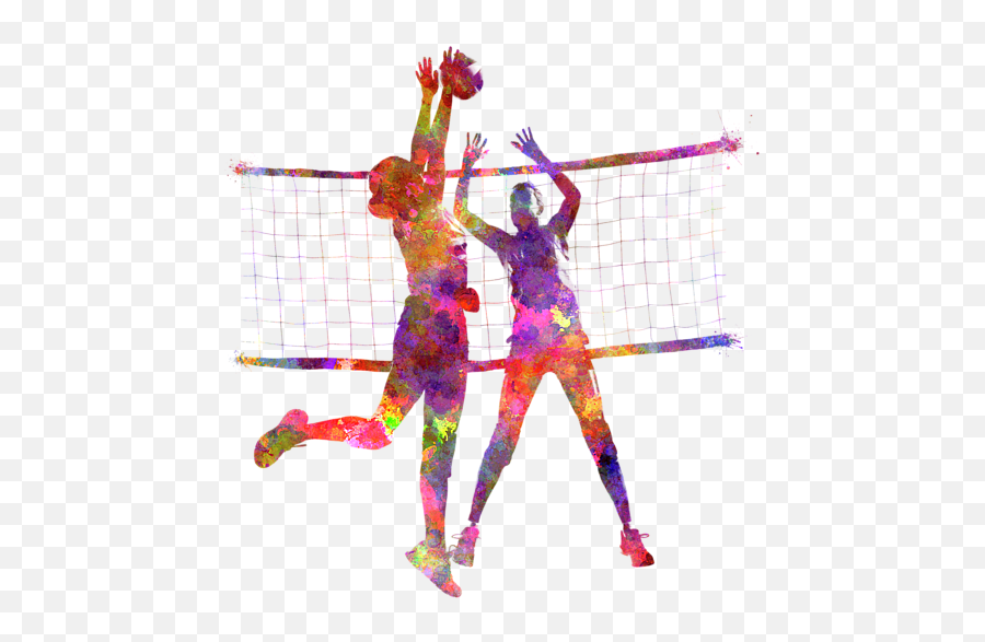 Be Visible - Women Volleyball Players In Watercolor Emoji,Volleyball Png