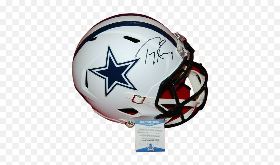Tony Romo Dallas Cowboys Signed Flat White Full Size Helmet Bas Coa Emoji,Dallas Cowboys Helmet Png