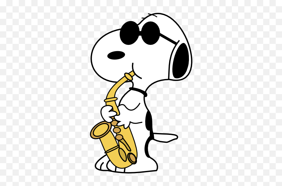 Snoopy - Snoopy Saxophone 327x512 Png Clipart Download Emoji,Saxaphone Png