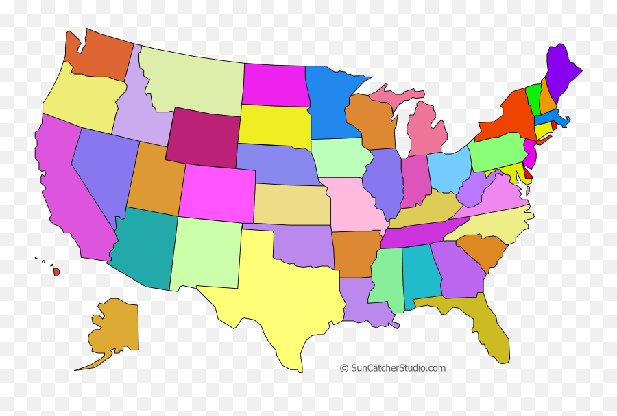 Png - Blank Color United States Map Emoji,Us Map Png