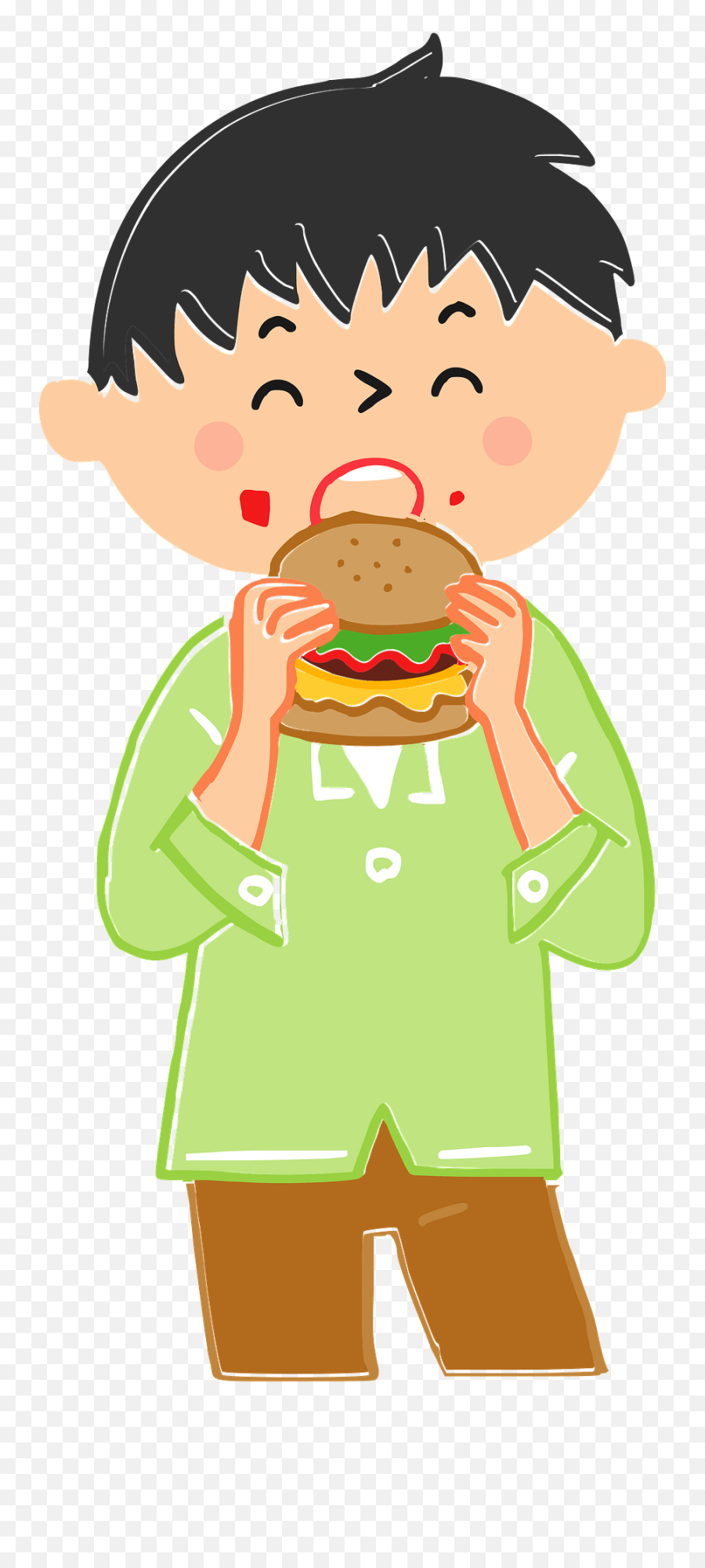Man Is Eating A Hamburger Clipart - Clipart Eating Burger Png Emoji,Hamburger Clipart