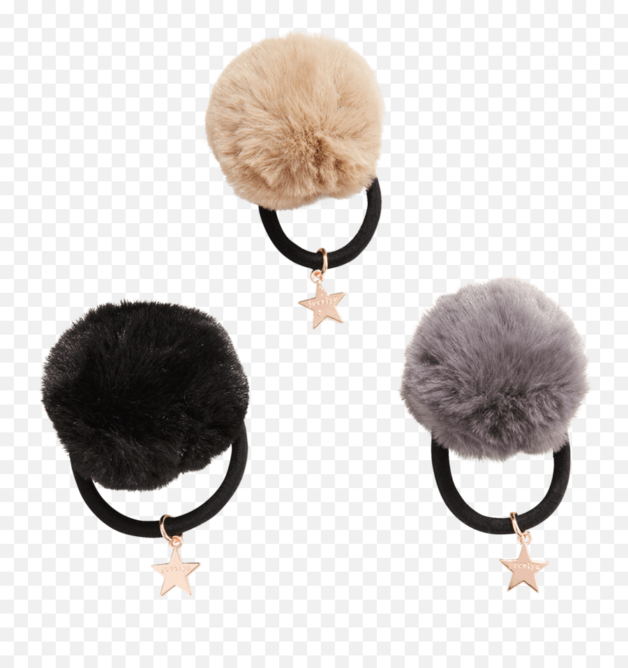 Faux - Fur Ponytail Holders Set Of 3 Emoji,Ushanka Transparent