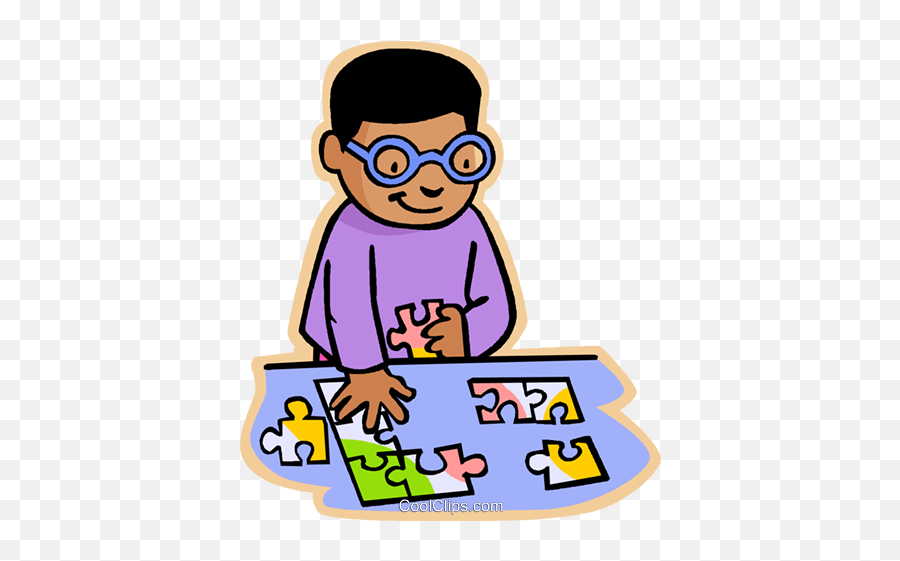 Children At Play Kids Boy Doing - Making A Puzzle Clipart Emoji,Puzzle Clipart
