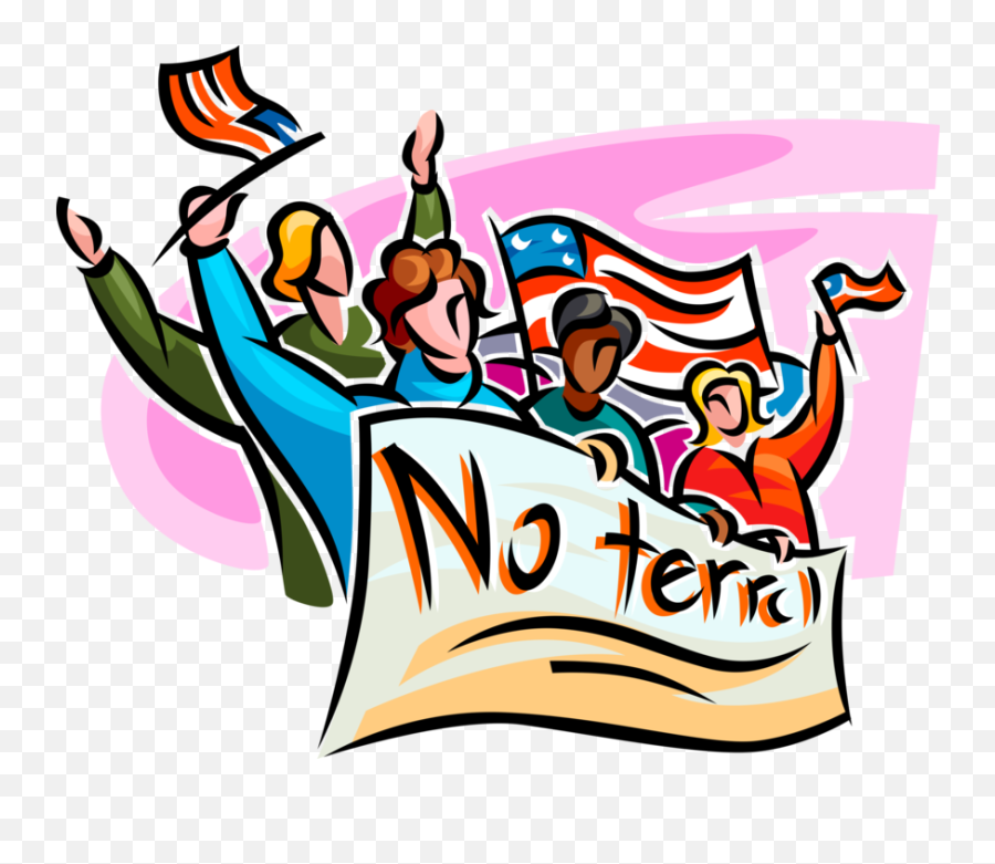 Vector Illustration Of Protesters With - Terrorist Attack Clipqrt Emoji,Protest Clipart
