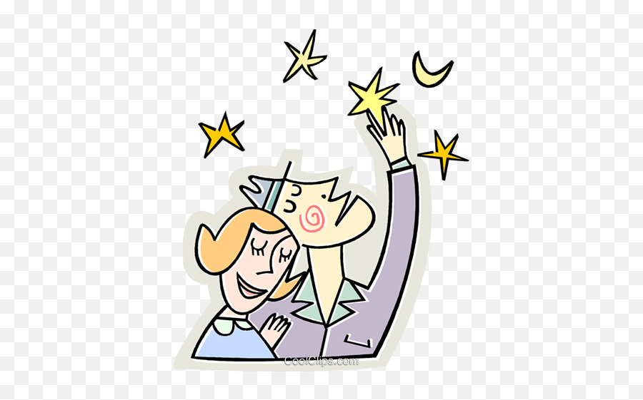 Couple Hugging Under The Stars Royalty Free Vector Clip Art - Happy Emoji,Hugging Clipart