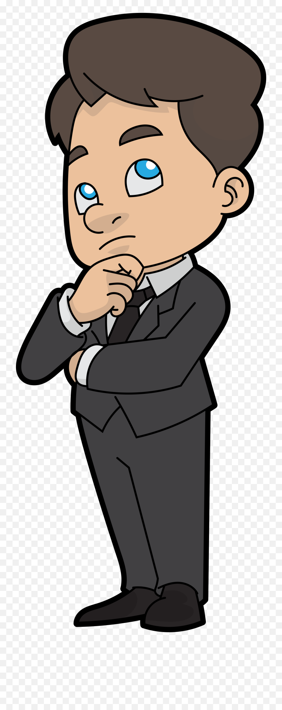 Thinking Cartoon Businessman - Cartoon Transparent Thinking Man Emoji,Businessman Png