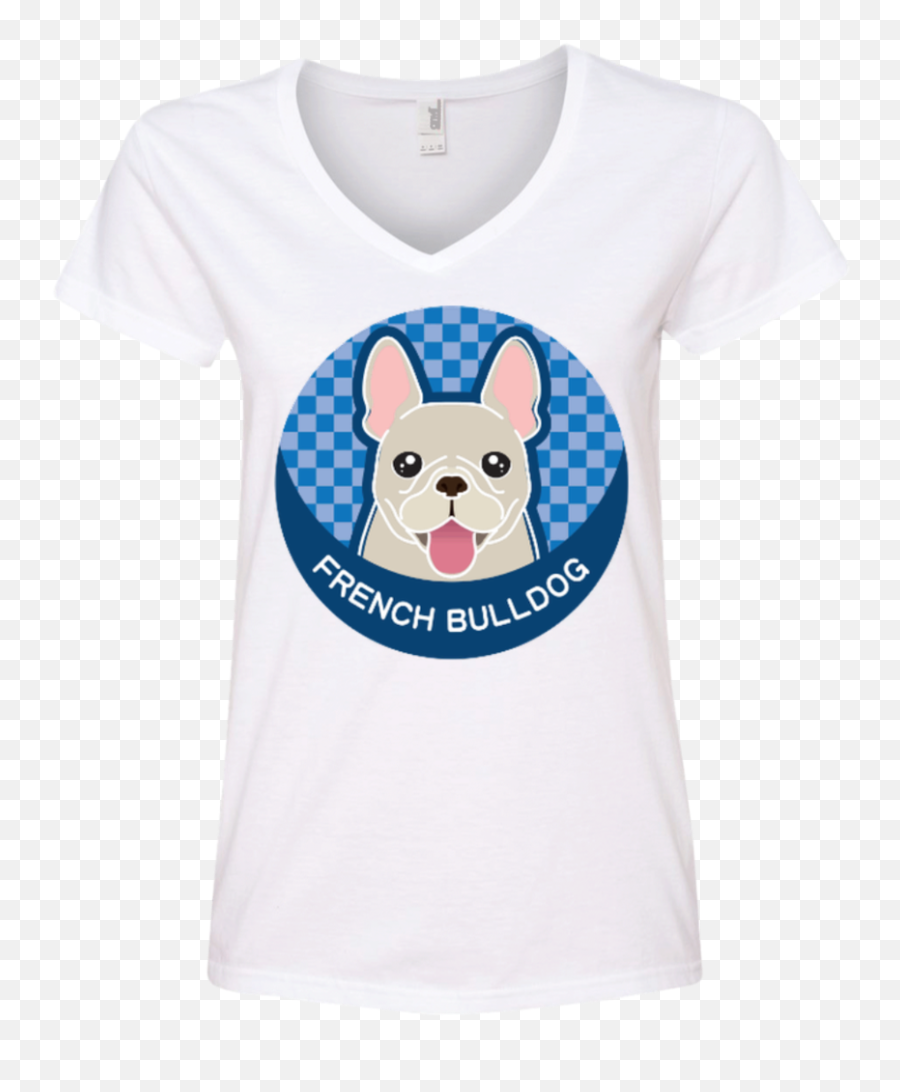French Bulldog Round Dog Logo 2 - Ladiesu0027 Vneck Tee U2013 Crazy Emoji,Bull Dog Logo