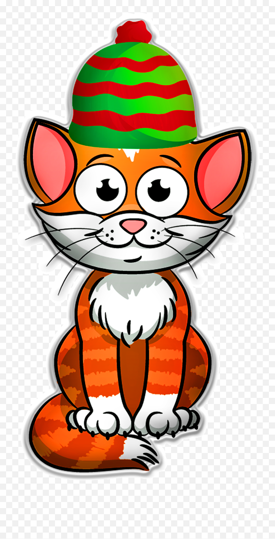 Clipart Of Christmas Cat With Hat - Cartoon Christmas Cat Emoji,Cat In The Hat Clipart