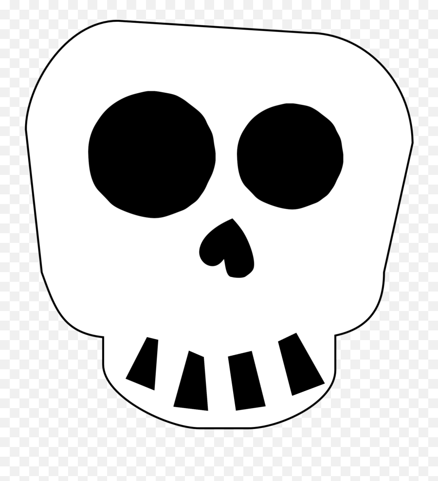 Cute Skeleton Head Printable Clipart - Printable Skull For Halloween Emoji,Skull Clipart Black And White