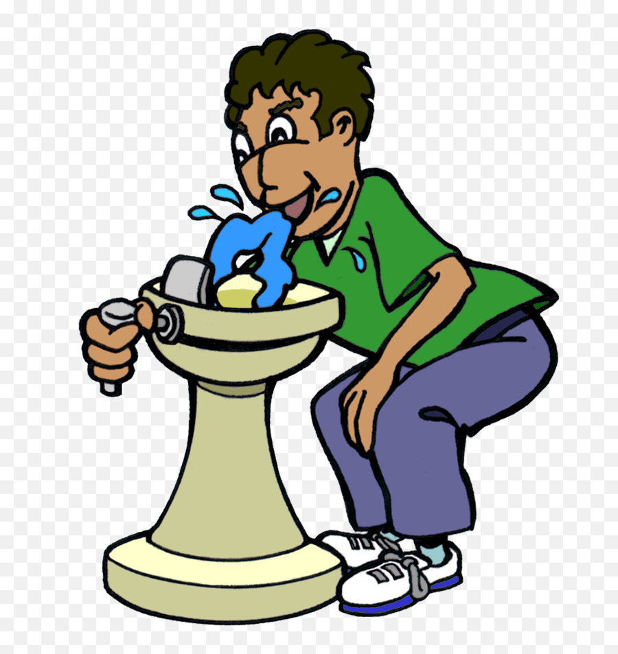 Drawing Of Boy Bending Over To Drink From A Water Fountain Emoji,Fountain Clipart