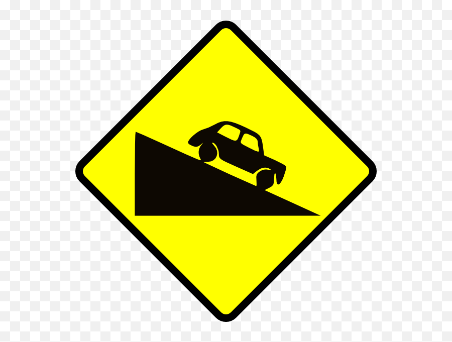 Caution Steep Hill Clip Art At Clker - Steep Descent Sign Emoji,Hill Clipart
