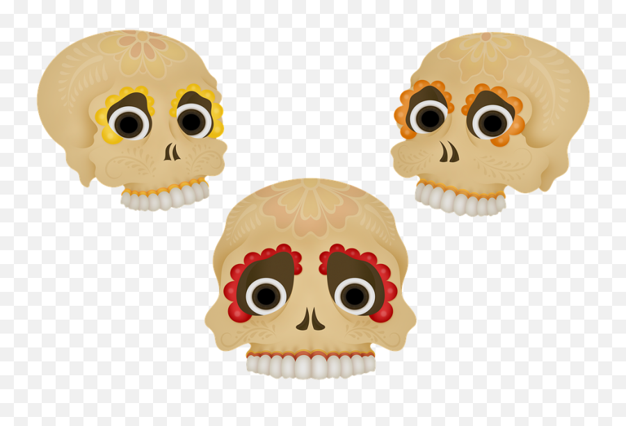Sugar Skulls Png - Sugar Skull Skull Tattoo Colorful Scary Emoji,Skulls Png