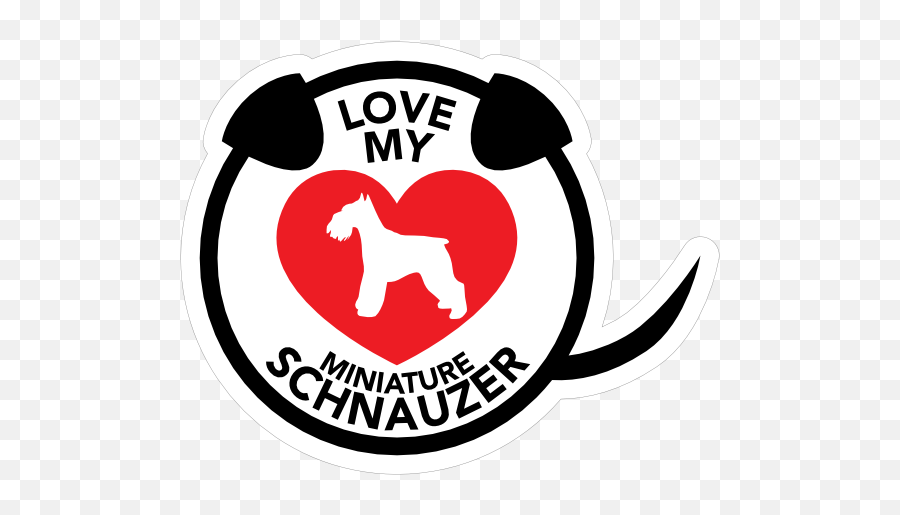 I Love My Schnauzer Puppy Heart Circle With Tail Sticker - Nielba Wgrowiec Logo Emoji,Schnauzer Clipart