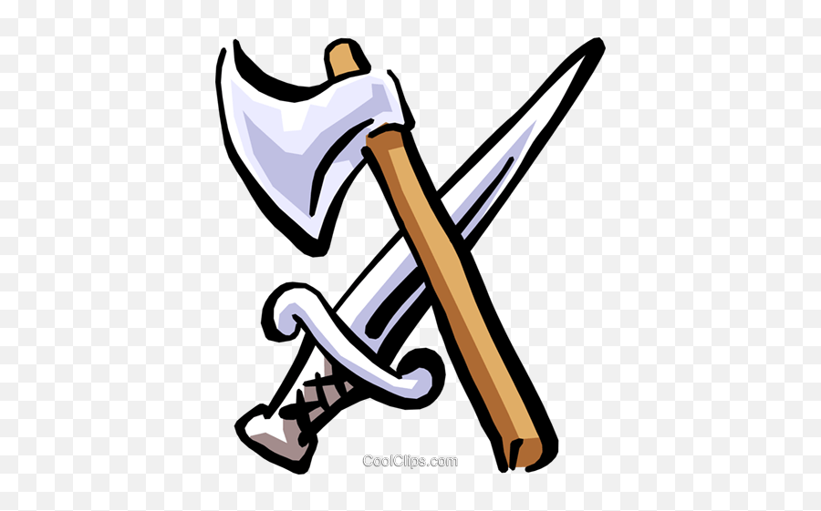 Axe And Sword Royalty Free Vector Clip Art Illustration Emoji,Swords Clipart