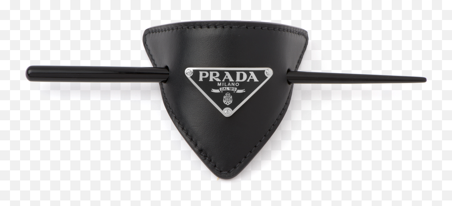 Leather Hair Clip - Prada Logo Plaque Hair Clip Emoji,Prada Logo