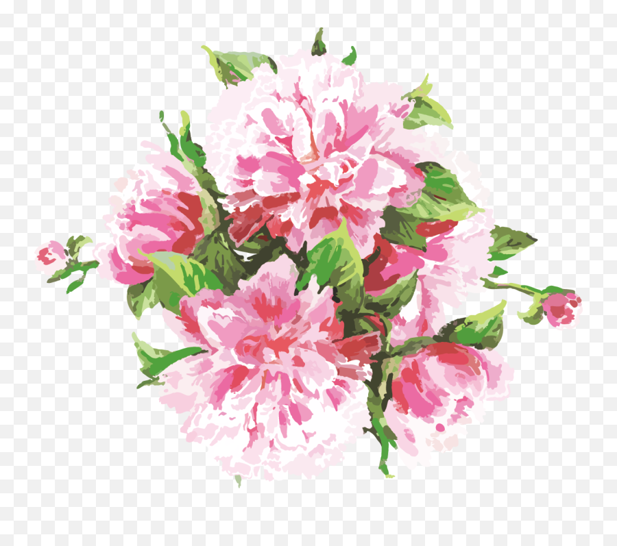 Pink Flowers Vector Watercolor Png - Floral Emoji,Pink Watercolor Png