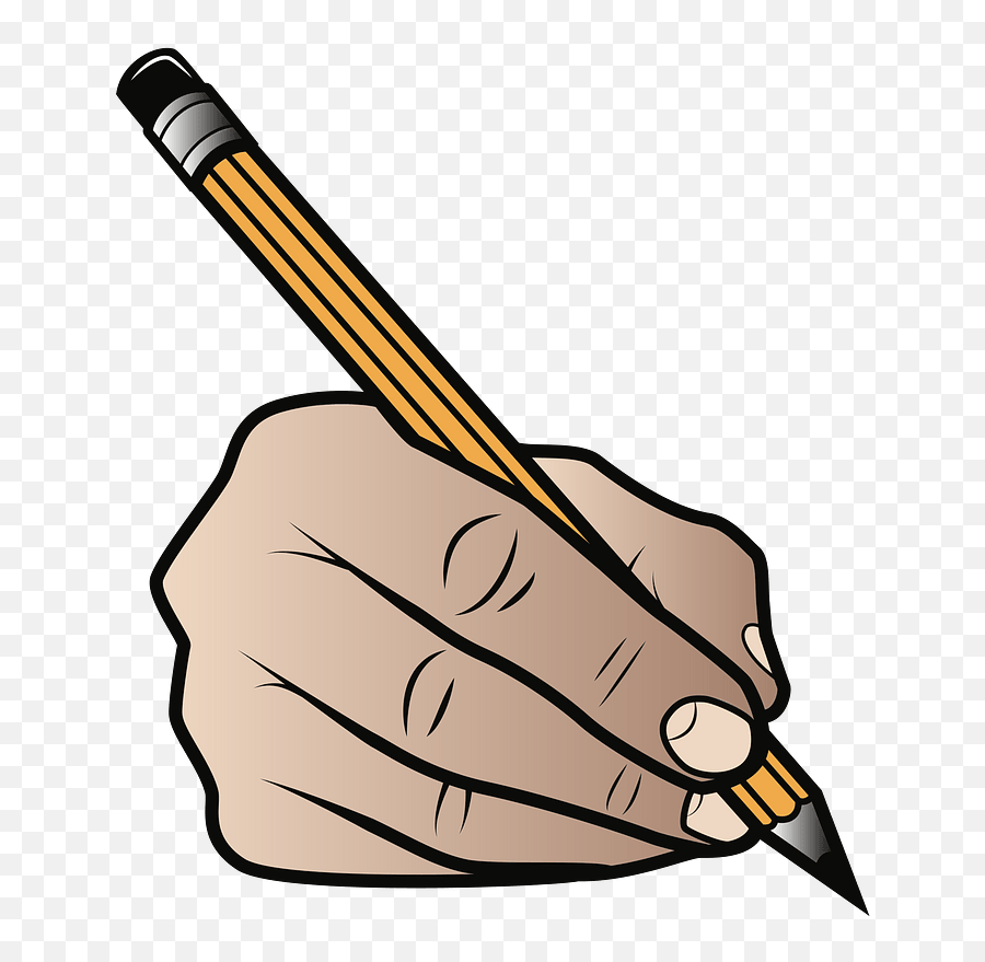 Pencil In Writing Position Clipart - Hand Holding Pencil Clipart Emoji,Pencil Clipart